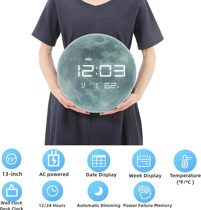 Nbdeal 13" Digital Wall Clock - Image 2