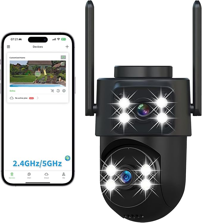 dzcctvipc 2K Dual-Lens WiFi Home Security Camera, Indoor/Outdoor Use, 360° by DZCCTVIPC