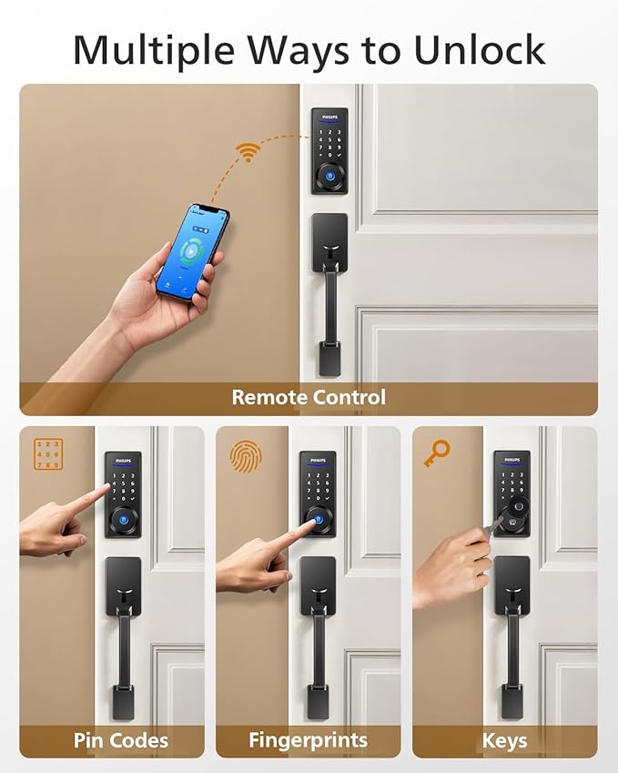 Philips Wi-Fi Smart Lock with Handle, Keyless Entry Keypad Door Lock with Handle - Image 2