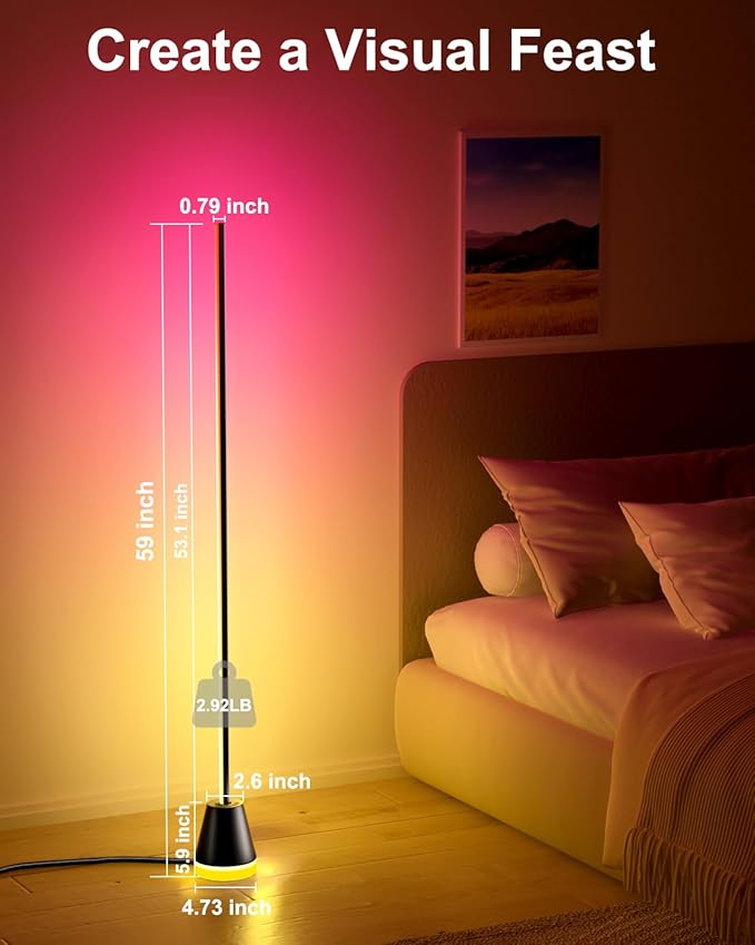 Keepsmile Smart RGB LED Corner Floor Lamp, 172 LEDs Bright Standing Lamps - Image 7