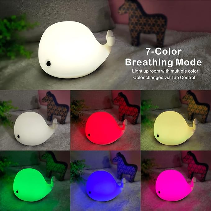 LEDHOLYT Night Light for Kids, Cute Silicone Nursery Dolphin Lamp for Baby and - Image 5
