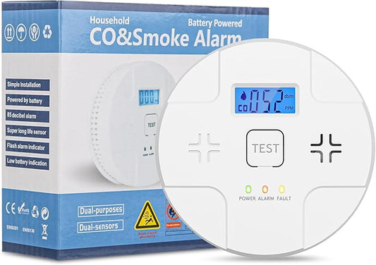 2 in 1, Combination Smoke and Carbon Monoxide Alarm, Detect CO, 85 dB Alert by ARIKON