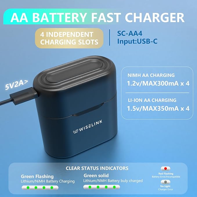 8-Pack Rechargeable AA Batteries Lithium - Image 6