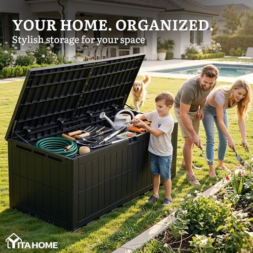 yitahome 240 gallon large outdoor storage box xxl, close-up detail