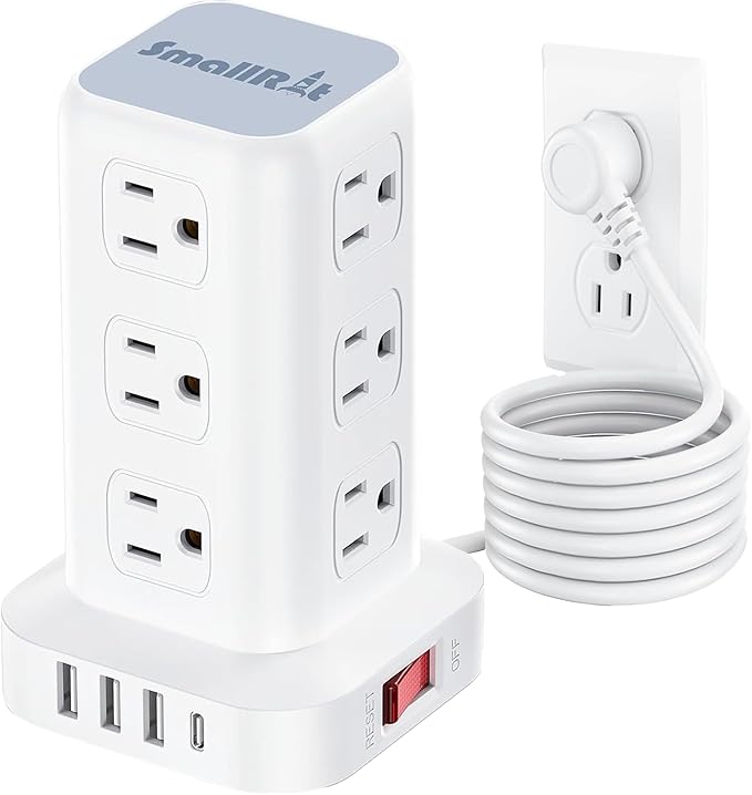 PD 20W USB C Surge Protector, Mini Power Strip Tower Travel 12 AC 4 USB Power by SMALLRT