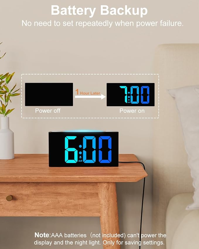 Mesqool Digital Alarm Clock for Bedrooms - Image 5