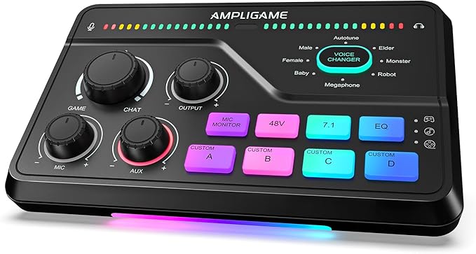Fifine Gaming Mixer for Voice Chat and Streaming- 7.1ch Surround Sound by FIFINE