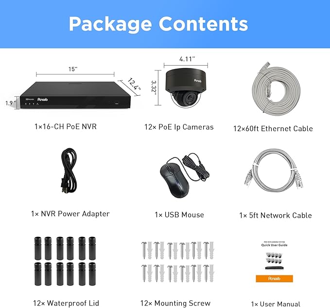 PANOOB 16 Channel Security Camera System 4K PoE, 12x 8MP IK10 Vandal Proof Dome - Image 8