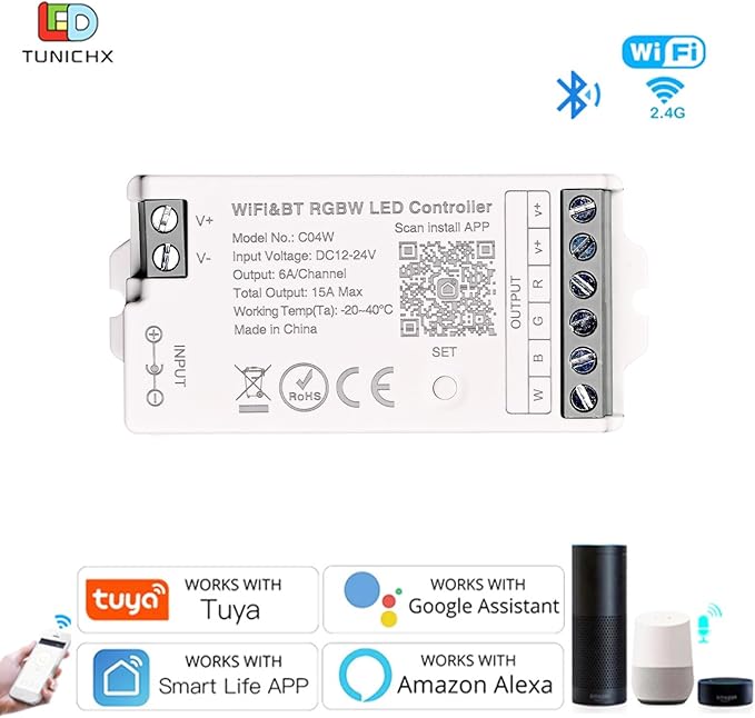 TUNICHX RGBW SMD FCOB 5 PIN LED Strip 2.4 GHz WiFi Group Controller Alexa - Image 2