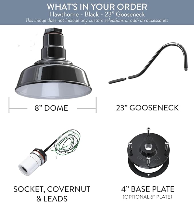 Steel Lighting Co. Hawthorne Barn Light | Outdoor Wall Mounted | 8 inch Dome | - Image 6