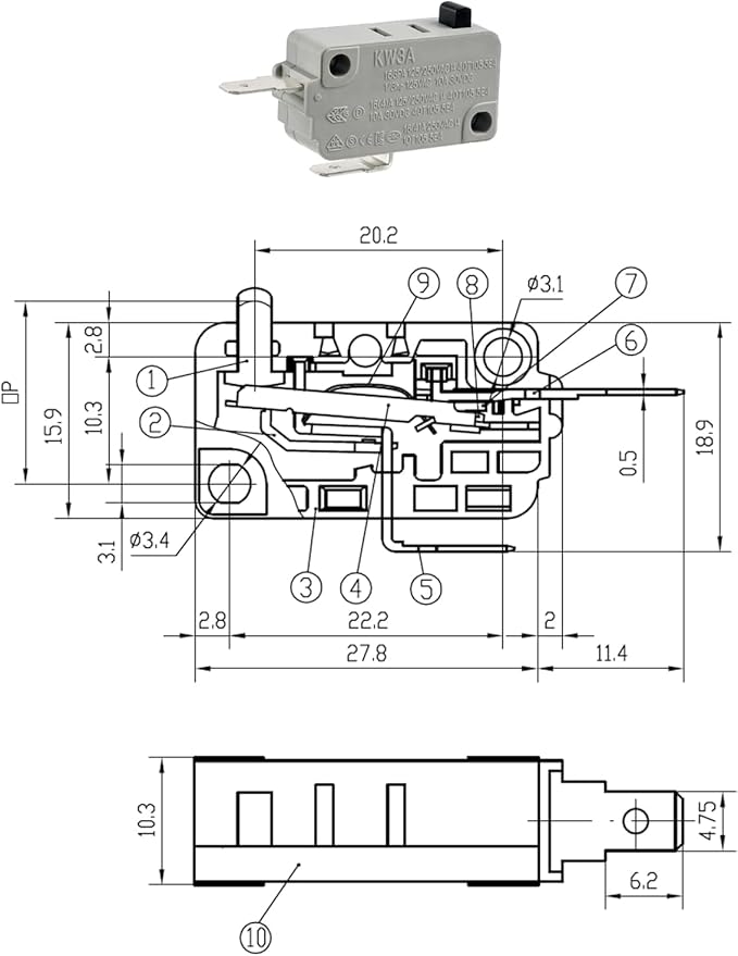 BOJACK Microwave Oven Door Switch KW3A 16A 125/250 V Door Interloc - Image 5