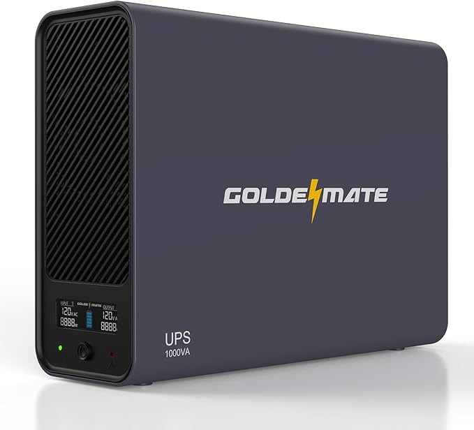 GOLDENMATE 1000VA/600W Lithium UPS Battery Backup and Surge Protector, Sinewave by GOLDENMATE
