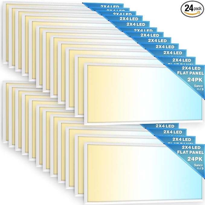 Sunco 24 Pack 2x4 LED Flat Panel Light Drop Ceiling Office Shop Commercial by SuncoLighting