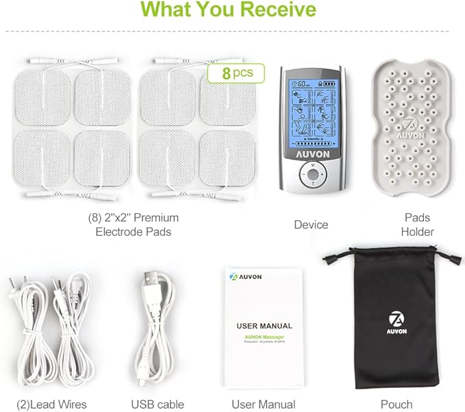 AUVON Rechargeable TENS Unit Muscle Stimulator, 24 Modes 4th Gen TENS Machine - Image 8