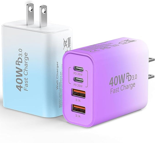 USB C Wall Fast Charger Block, 40W 4-Port Type C Chargers Fast Charging Blocks by Duloch