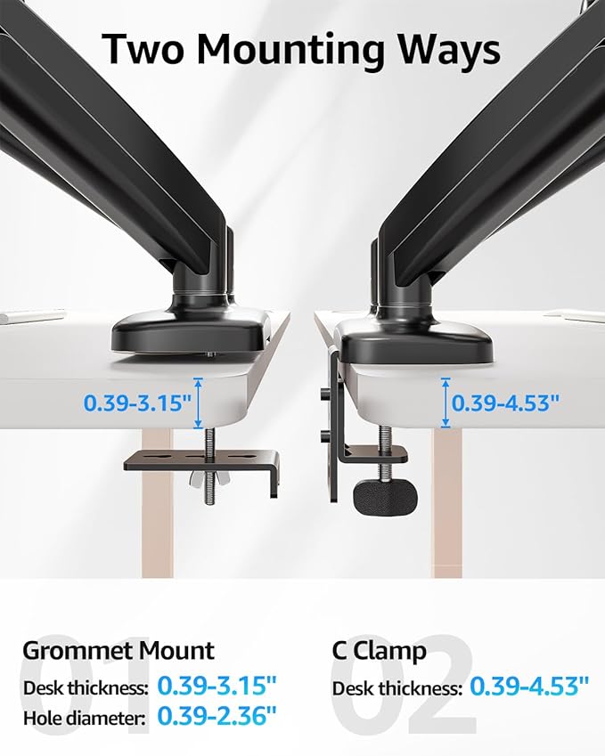 MOUNTUP Dual Monitor Stand for Desk, Monitor Arms for 2 Monitors 32 27 24 22 - Image 6