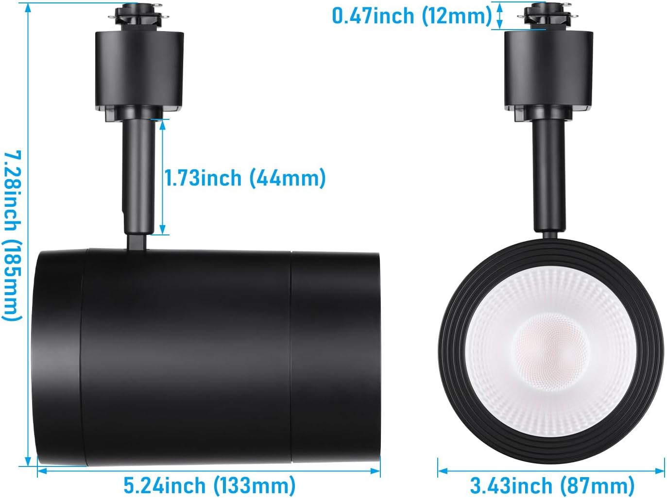 LEONLITE 4-Pack Retail Pro Series 17.5W H Track Lighting Heads, 5CCT, Black | 1200LM, CRI90 Dimmable Commercial Track Light Heads for Store, H Track Lighting, ETL FCC T24, 2700K/3000K/3500K/4000K/5000K