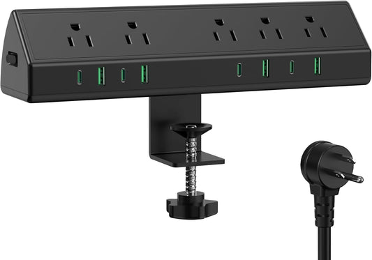 45W Fast Charging Station, Desk Clamp Power Strip, 4 PD USB-C Ports, 5 AC