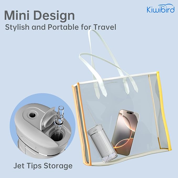 KIWIBIRD Mini Water Flosser for Travel, Ultra-Portable Cordless Oral Irrigator - Image 6