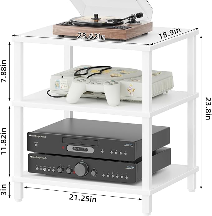 3-Tier AV Media Player Stand, Modern Stereo Cabine, Game Console Shelf - Image 3