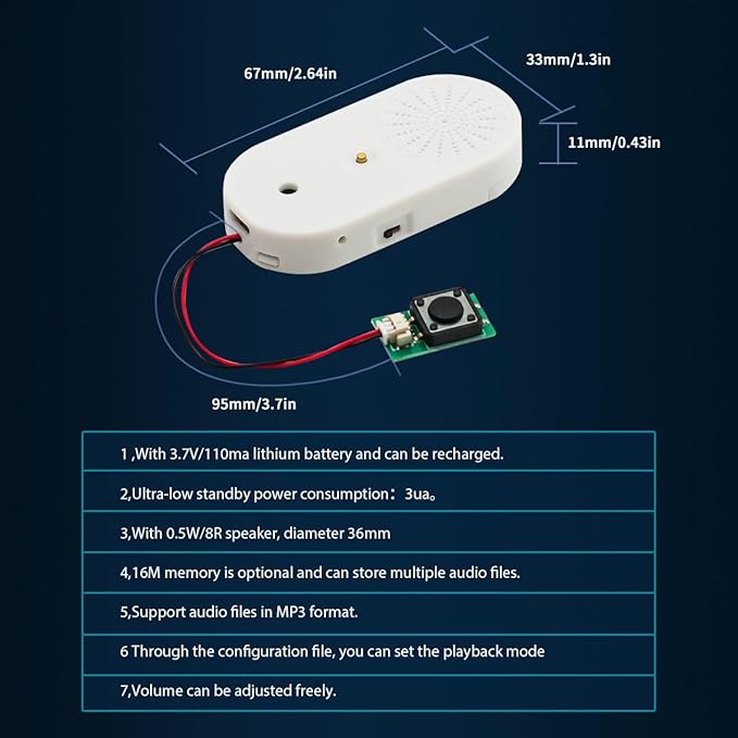 Sound Module Voice Chip, 16MB Push Button Control Activated MP3 Audio Box - Image 8