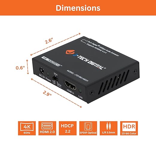 4K 60Hz HDMI Audio Extractor Converter SPDIF + 3.5MM Output Supports HDMI 2.0 - Image 8
