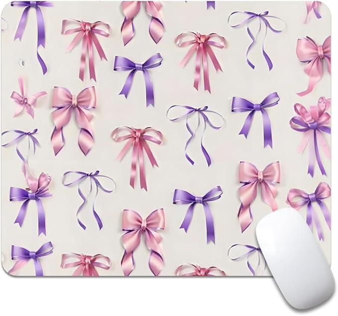 Coquette Girlie Pastel Bows Square Mouse pad, Waterproof, Anti Slip Rubber Base by Goodsprout