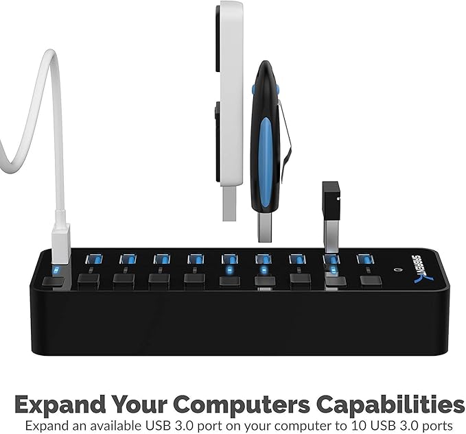 SABRENT 10-Port 60W USB 3.0 Hub - Image 2