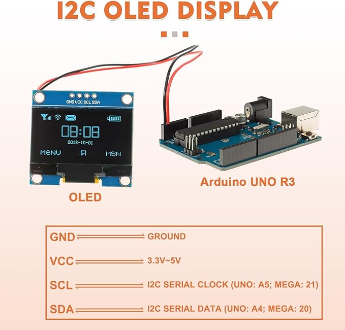 JAMHER 1.3 Inch I2C IIC OLED Display Module 128x64 Pixel Mini Self-Luminous - Image 4