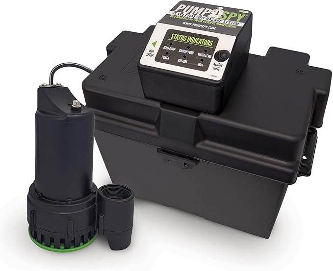 PumpSpy PS2000 WiFi Battery Backup Sump Pump System w/Internet Monitoring & by PumpSpy