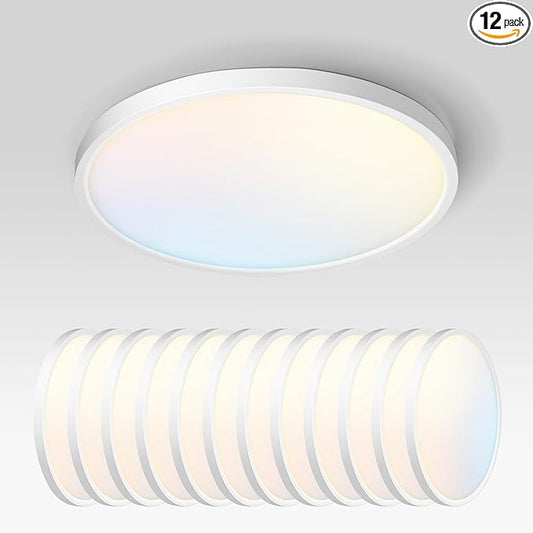 ASD LED 12" Round Flush Mount Ceiling Light Fixture, Low Profile Surface by ASDLightingCorporation
