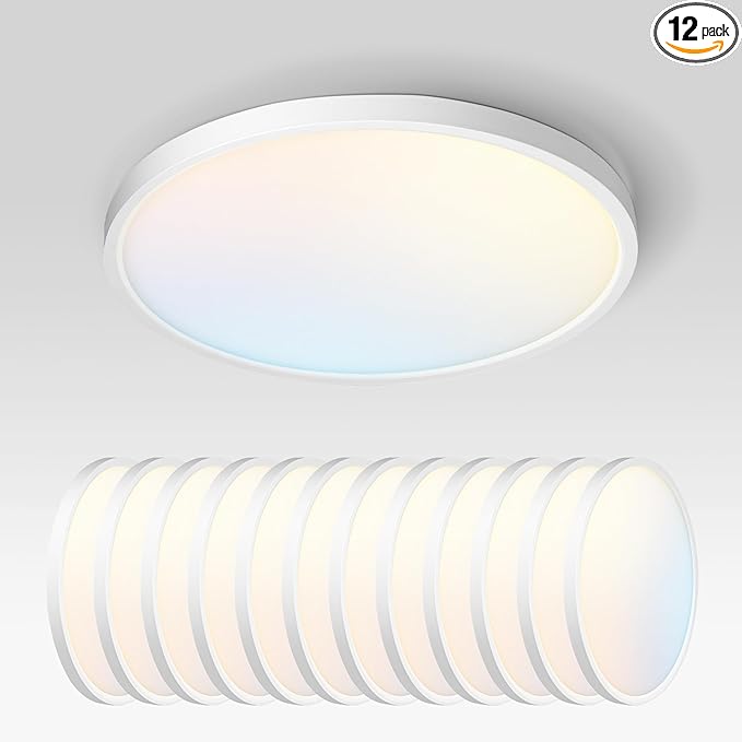 ASD LED 12" Round Flush Mount Ceiling Light Fixture, Low Profile Surface by ASDLightingCorporation