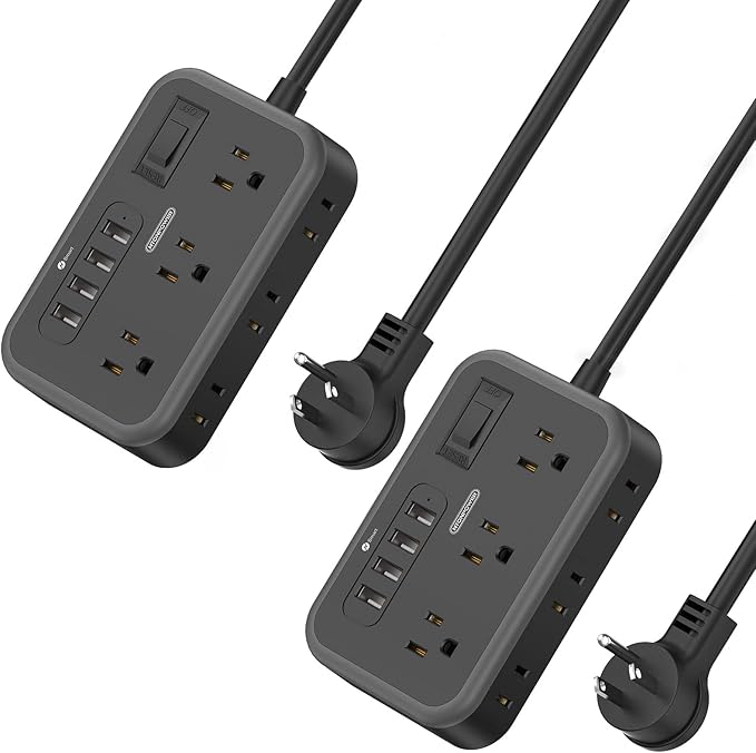 2 Pack Power Strip with 6 Outlets and 4 USB, NTONPOWER Flat Plug Extension Cord by NTONPOWER