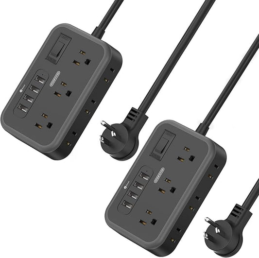 2 Pack Power Strip with 6 Outlets and 4 USB, NTONPOWER Flat Plug Extension Cord by NTONPOWER