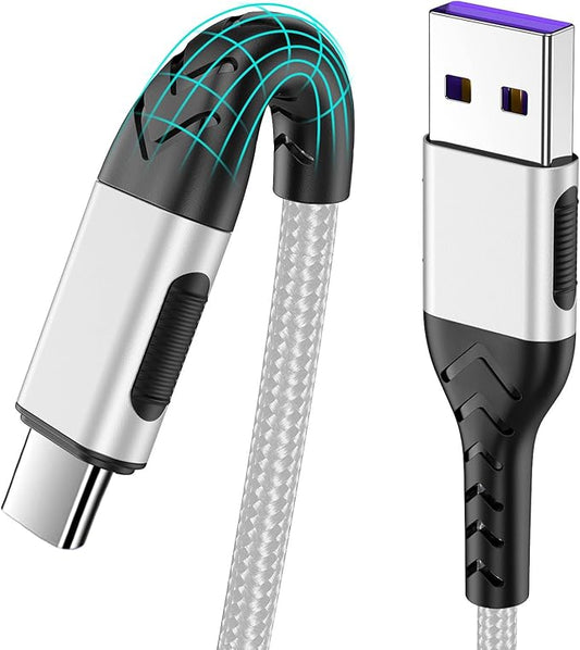 Durcord USB C Cable, Type C Charger Braided USB Cable Bright Silver by Durcord