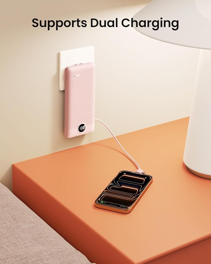 Coowisty Portable Charger Built-in Cables and Wall Plug, 10000mAh Slim USB C - Image 5