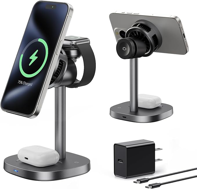 havit 3 in 1 Wireless Charging Station, Qi2 15W Cooling Magnetic Charging Stand by havit