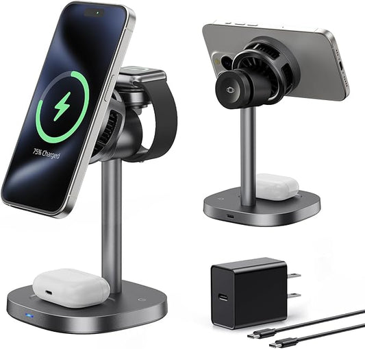 havit 3 in 1 Wireless Charging Station, Qi2 15W Cooling Magnetic Charging Stand by havit