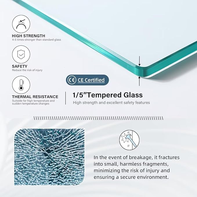 Goodyo Shower Door 34“ X 72” Fixed Frost Tempered Glass Shower Screen Panel - Image 6