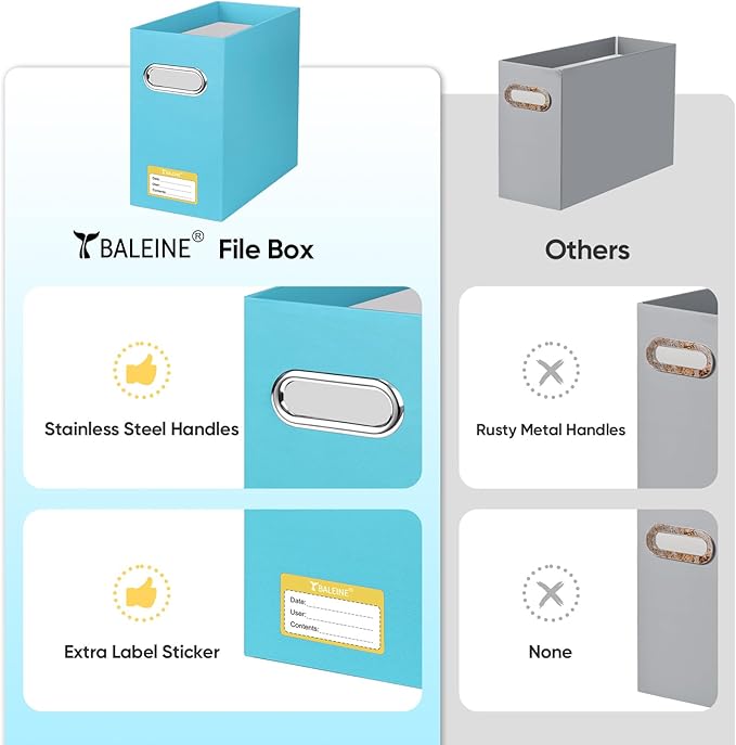 BALEINE File Organizer Box, Cardboard File Folder Organizer - Image 5