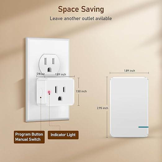 Thinkbee Remote Control Outlet Plug, 15A /1500W 600ft RF Range Wireless Light - Image 6