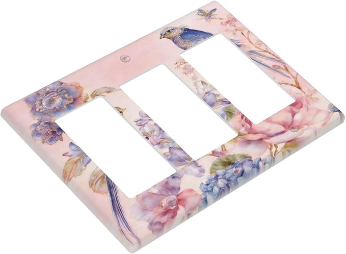 Bvtewkhz Floral Birds Morris 3 Gang Triple Rocker Decorative Outlet Covers - Image 3
