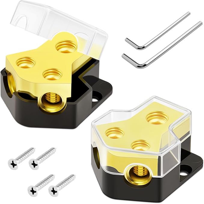 Bolipoeq 12V Power Distribution Block Car Audio 2 Way 0/2/4 Gauge in 4/6/8 by Unknown