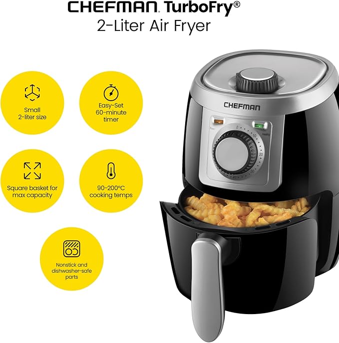CHEFMAN Small, Compact Air Fryer Healthy Cooking, 2 Qt, User Friendly and - Image 2