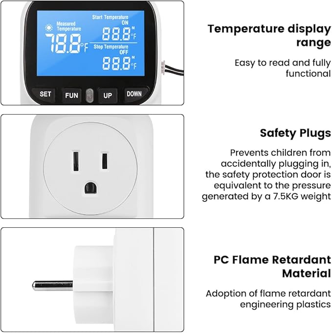 Diymore Plug in Digital Thermostat Temperature Controller, 120V / 15A, - Image 4