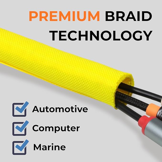 HOLED 5/16 inch Split Braided Cable Management Sleeve - Image 2