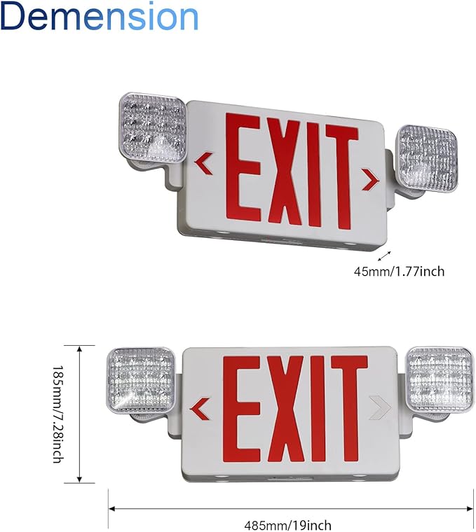 TANLUX Exit Sign Combo with Steel Cage, Square Light Head, Wall Mounted - Image 5
