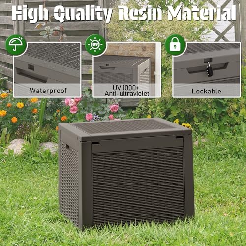 outdoor storage box waterproof, 35 gallon deck box, close-up detail