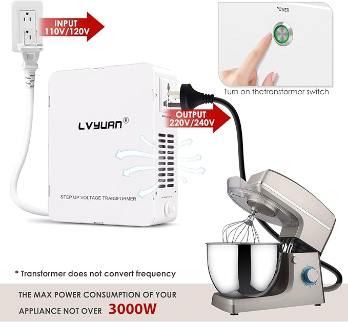 LVYUAN 3000W Watt Voltage Transformer Converter Step Up/Down Converter 110/120 - Image 2