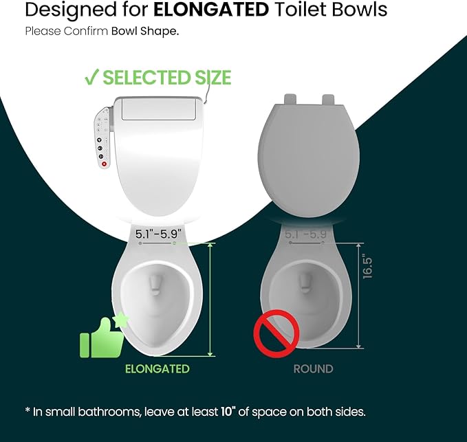 R&T V2601 Electric Bidet Seat For Elongated Toilet, Smart Toilet Seat - Image 8